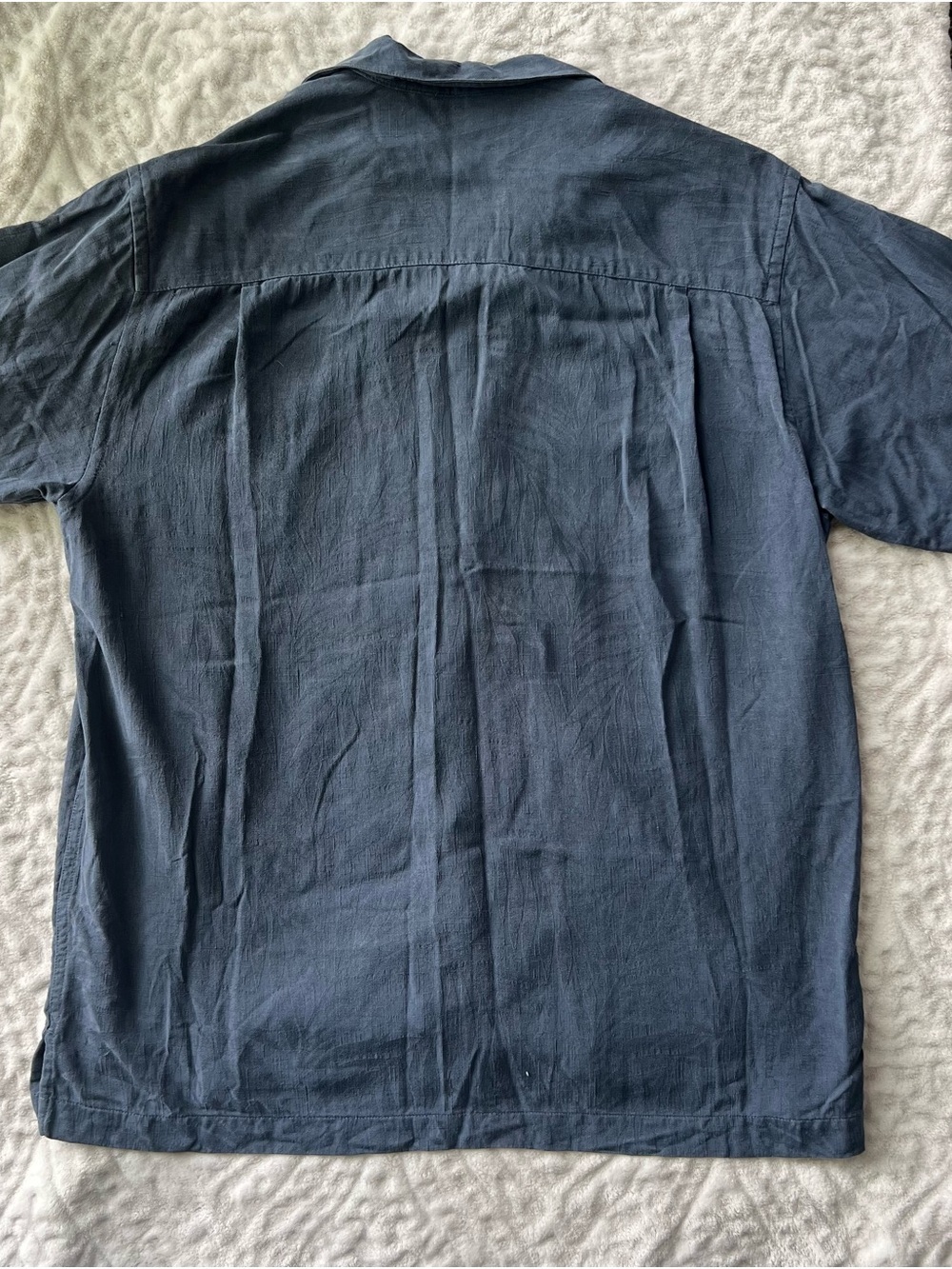 Geoffrey Beene Men’s Blue 100% Silk Short Sleeve Button Up Shirt | Size L - Picture 9 of 9